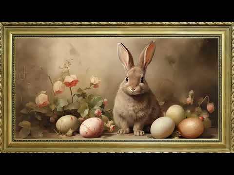 EASTER BUNNY FREE TV ART WALLPAPER SCREENSAVER BACKGROUND VINTAGE FRAMED SAMSUNG TV ART SPRING 3HRS