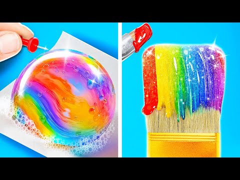 NEW 123GO! Rich Vs Poor Art Challenge! 🌈 Unique Paint Crafts Ideas