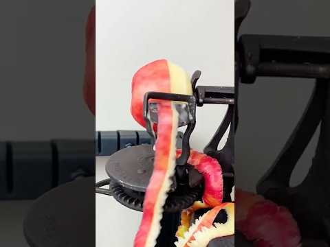 1868 hand crank apple peeler in action