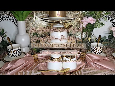 The Bold Pink and Gold Spring Glam Tea Station | Beautiful Spring Décor Ideas | Tablescapes & Decor