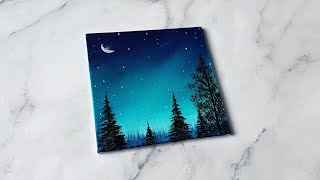 Easy way to paint a night sky / acrylic painting ideas for beginners ✨️