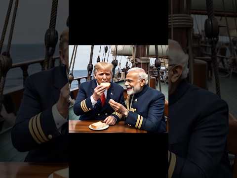 trump and modi eating bread and butter in ship#ai#ai shorts