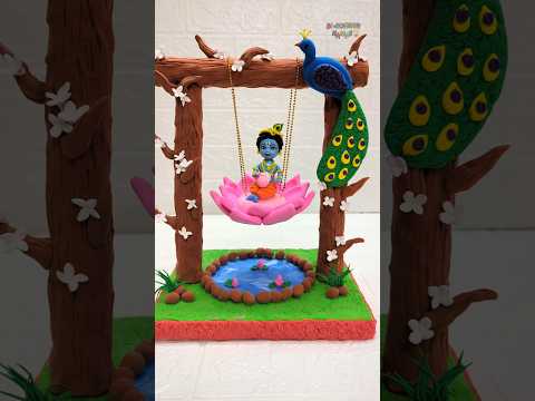 Diy Krishna janmashtami Special jhula Making With Clay 🎉💕🎊 jai Shree Krishna 🙏🙏 Krishna ji jhula🥰💕