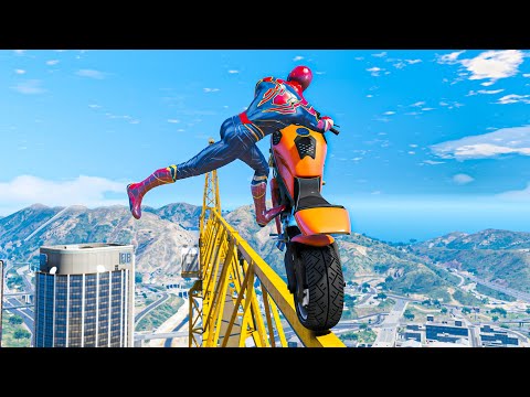 GTA 5 IRON SPIDERMAN Bike Ragdolls Compilation - (Euphoria Physics Showcase)  Long Video #5