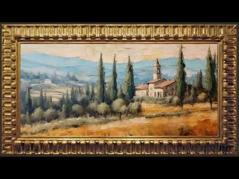 Italian Countryside in Autumn, Rustic Vintage Impressionist Oil Painting | Framed Art Screensaver TV