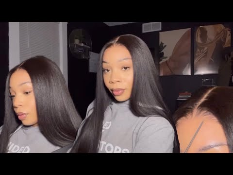 hair vlog: quick silk press! the most natural looking yaki straight wear & go wig | ft. Klaiyi Hair