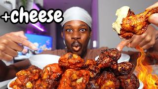 smokey chicken wings DIPPED cheese melt MUKBANG 🔥