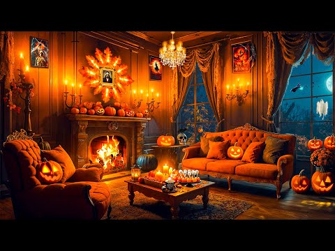 Cozy Autumn Haunted House Halloween Ambience 🎃 Relaxing Halloween Music 👻 Spooky Halloween Ambience