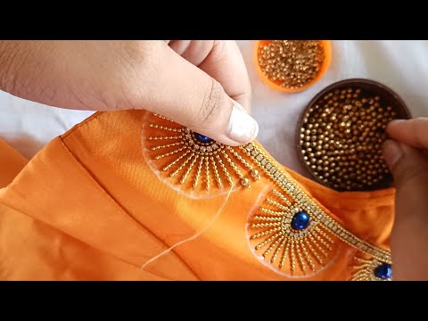 Very Special and Unique Aariwork blouse design|Aariwork with normal needle on stitched blouse|maggam