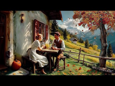 1947, Autumn morning coffee in the backyard garden (vintage oldies music from another room) ASMR