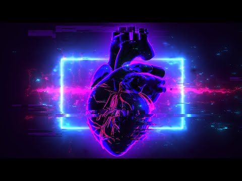 Cyberpunk Hi-Tech Glitchy Neon Heart Background video | Footage | Screensaver