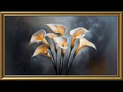 Vintage Lily Flowers Painting | Gold Frame TV Art | Art Screensaver for TV 2 Hrs