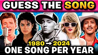 GUESS THE SONG 🎤🎶 One Song Per Year 1980 - 2024 | Music Quiz