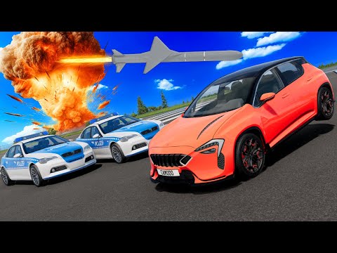 We Tried to Escape MINI NUKES During a Police Chase in BeamNG Drive Mods!