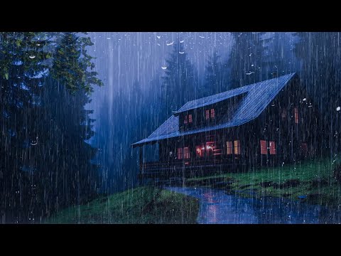 Goodbye Insomnia With Heavy RAIN Sound | ASMR Relax Rain Sounds On Old Roof In Foggy Forest At Night