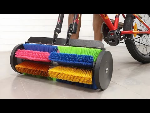 Turn My Bike into a Street Sweeper: Crazy DIY Experiment with 12 Spinning Brooms!