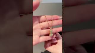 Kalung Titanium Kacang Mutiara Cantik Emas 18K Anti Karat Perhiasan Aksesoris Wanita Fashion Korea