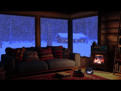 Fall Asleep Instantly In 3 Minutes, Relax With Snowstorm Sounds, Fireplace Sounds In The Room