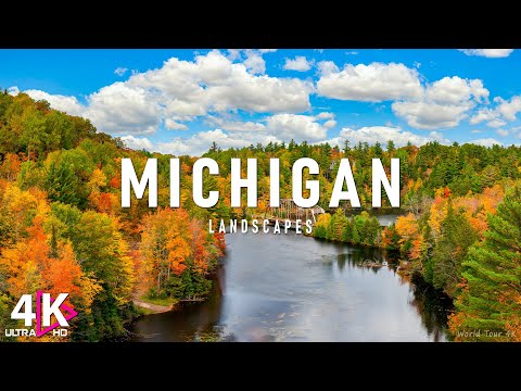 FLYING OVER MICHIGAN (4K UHD) - Relaxing Music Along With Beautiful Nature - 4K Video Ultra HD