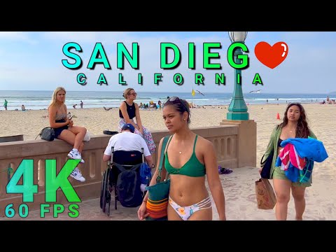 San Diego Mission Beach & Belmont Park Walk, California USA 4K-UHD