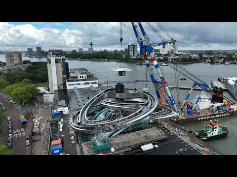 MAD's huge steel Tornado installed on Fenix Museum in Rotterdam