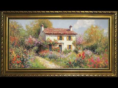 Country Garden Flowers, Rustic Vintage Impressionist Oil Painting | Framed Art Screensaver for TV