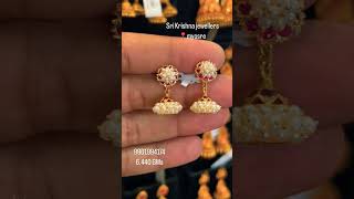 6 grams gold pearl jhumka design/light weight gold jhumka/fancy pearl jhumka