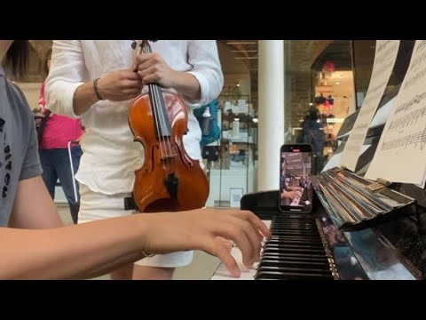 Playing Monti Czardas in public, piano and violin