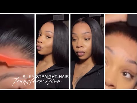 hair vlog: it’s giving silk press ♡ | plucking + installation | ft. aliexpress princess hair