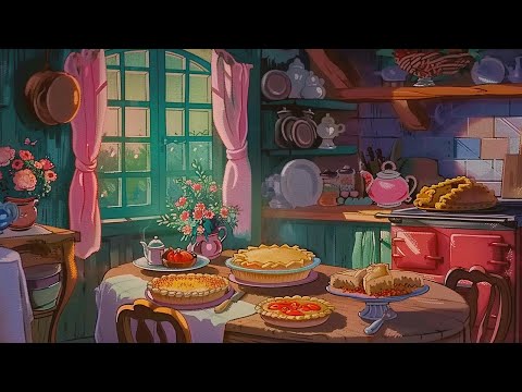 vintage summer kitchen with oldies playing in another room (vintage radio)