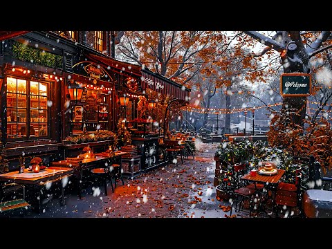 Winter Coffee Jazz ❄️ Soft Jazz With A Snowy Holiday Atmosphere - Relaxing Jazz By The Canal