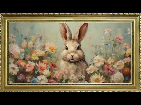 EASTER BUNNY FREE TV ART WALLPAPER SCREENSAVER BACKGROUND VINTAGE FRAME SAMSUNG TV ART OIL PAINTING