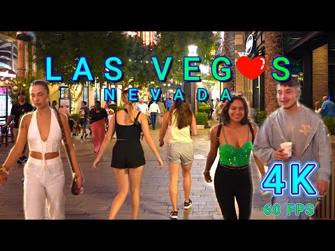 Las Vegas Strip Great Night Walk, Nevada USA 4K - UHD