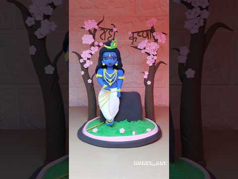 Krishna ji 💖 Radhe Krishna Tree Making ideas 🌴 Jai Shree Krishna 🙏#shorts #krishna #clayart #short