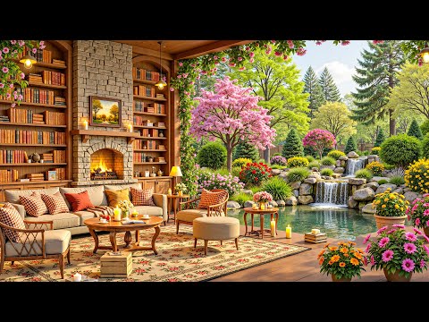 Warm Jazz Vibes ☕ Spring Retreat with Books & Nature ☕ Relaxing Jazz Coffee for Cozy Morning