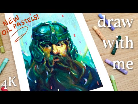 Oil Pastel Portrait Process | Draw with me 🖍️✨ Film study 4k