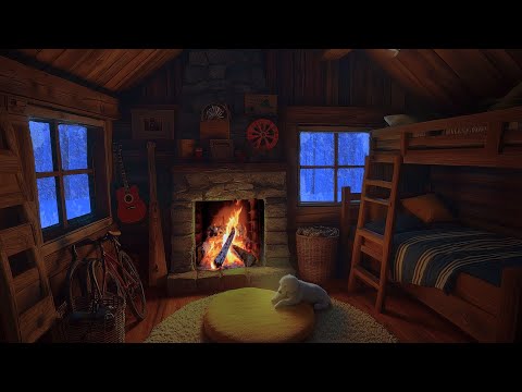 Blizzard & Fireplace in a Cozy Winter Attic | Deep Sleep, from Insomnia, Sleep Better