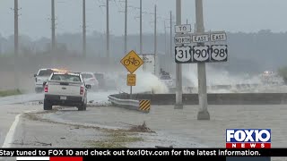 Storms cause flooding on Causeway over Mobile Bay