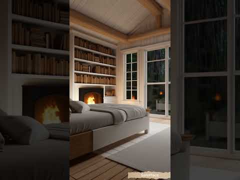 #relax #cabin #rain #cabinambience #rainsounds #peace #calm #cozycabinambience #cozy #fireplace