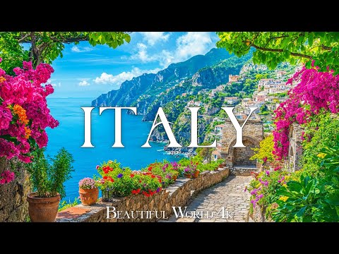 Italy 4K - Exploring Coastal Flowers of Amalfi, Dolomite Mountains with Relax Piano - 4K UHD