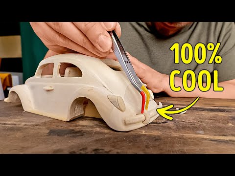 Realistic Car Made of Wood: Cool Woodworking Projects