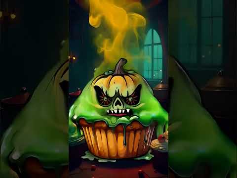 Evil Pumpkin cupcake smoking from anger