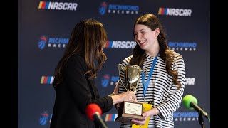 Harper Cox talks about her Richmond Raceway Regional Spelling Bee victory