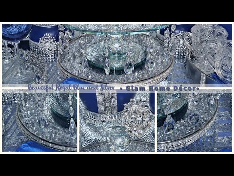 The Royal Blue and Silver Glam Serving Station | 2023  Home Décor Ideas | Tablescapes by Candy