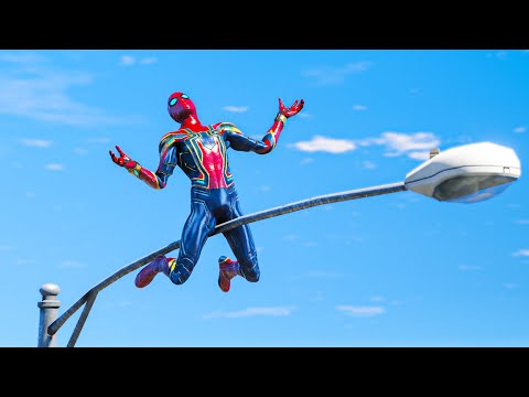 GTA 5 IRON SPIDERMAN Motorcycle Stunts Fails (Spiderman Falling off Highest Buildings) Ep 12