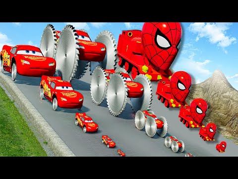 TRANSPORTING PIXAR CARS & FRUITS WITH COLORED & JOHN DEERE VS CLAAS VS TRACTORS - BeamNG.drive #983