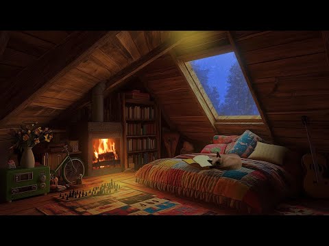 Sleep Hygiene - Cold Mountain Wind Sound in Cozy Winter Cabin, Wind Sound, Fire Sound