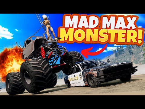 Using a Mad Max MONSTER TRUCK During a Police Chase in BeamNG Drive Mods!