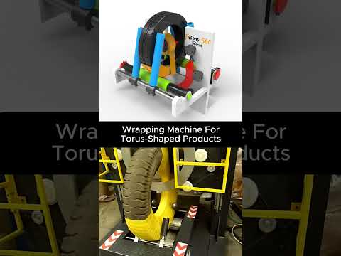 Wrapping machine for torus-shaped products  #cad #mechanic #mechanism #engineering #wrapping  #3d