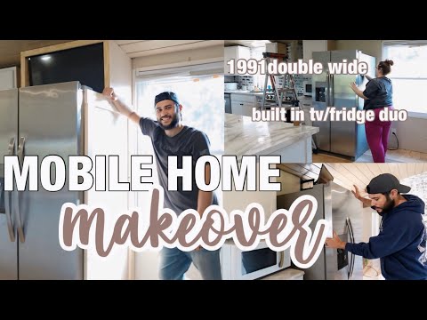 PUTTING A BUILT IN TV/FRIDGE DUO IN OUR 30 YR OLD DOUBLE WIDE | mobile home makeover ep.42